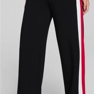 NWT SPANX Black Wide-Leg Pants with Red and White Side Stripes Medium